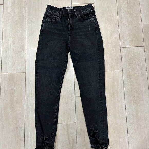 Womens AGOLDE Sophie A018 C-844 Black Distressed Crop Skinny Jeans Chewed Hem 27 - Picture 2 of 13